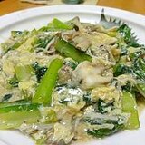 チンゲン菜とキノコの和風卵あん炒め